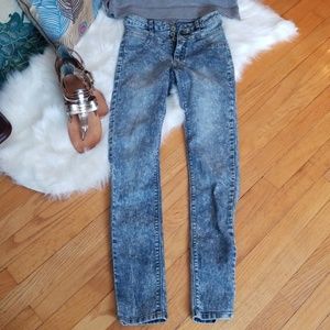 Wet Seal HiRise 4 Button Jegging Acid Wash, Sz 3